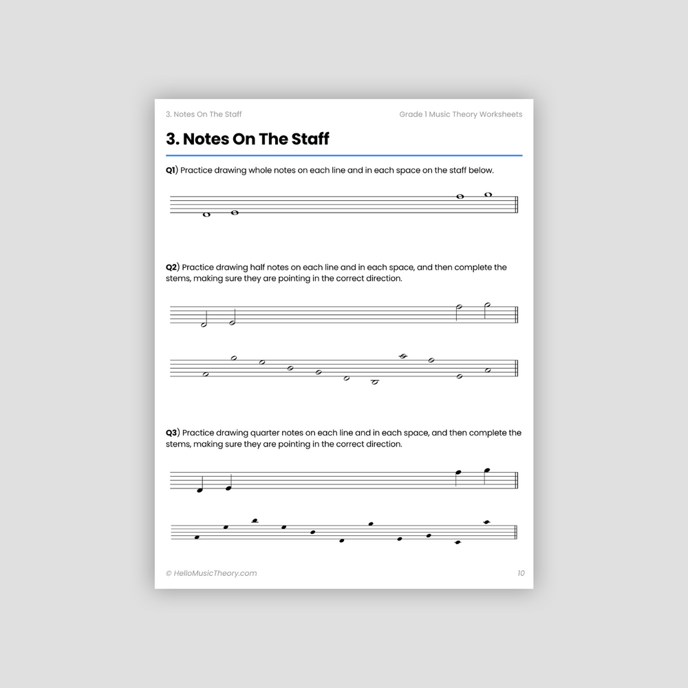 Grade 1 Music Theory Worksheets Pack