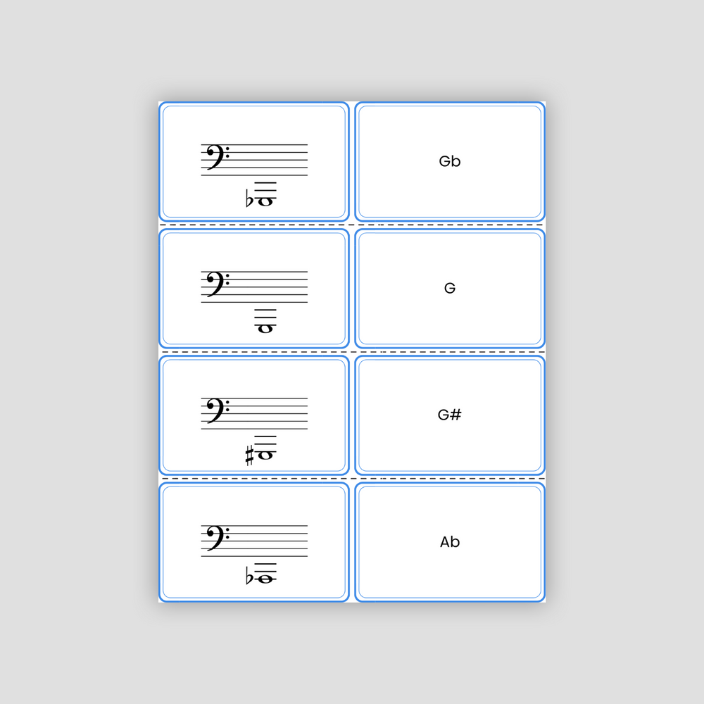 Bass Clef Notes PDF Flashcards