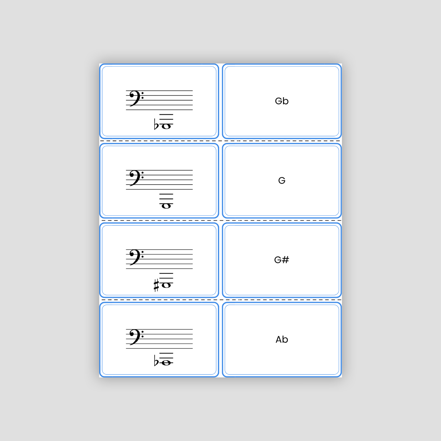 Bass Clef Notes PDF Flashcards