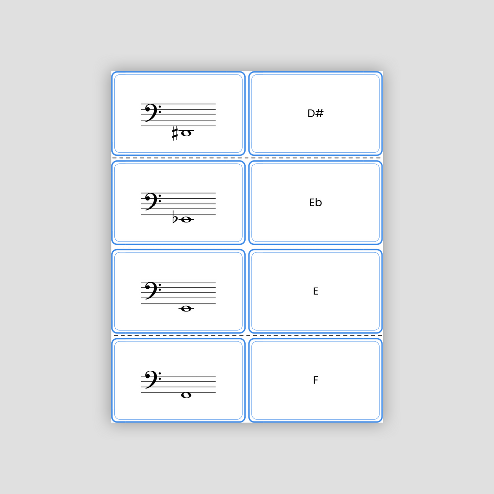 Bass Clef Notes PDF Flashcards