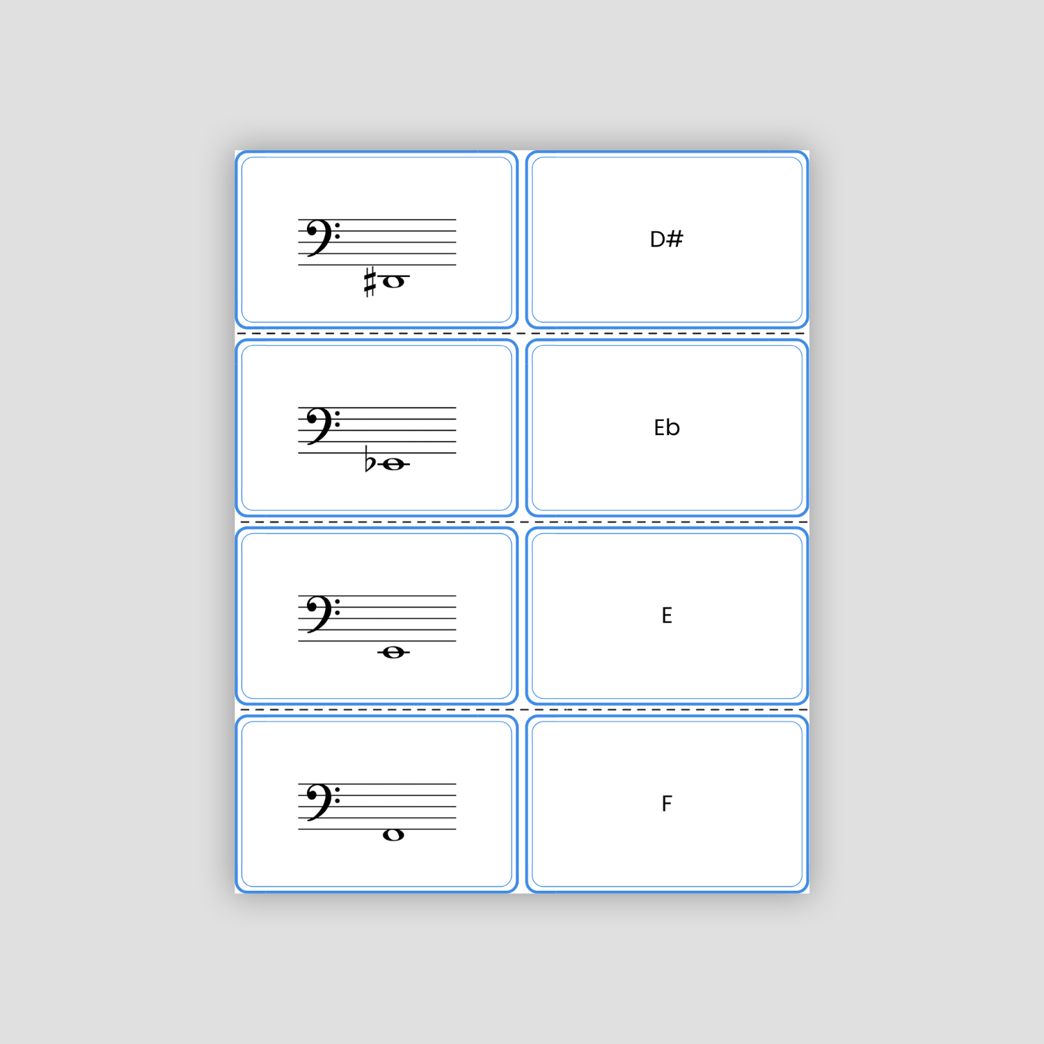Bass Clef Notes PDF Flashcards