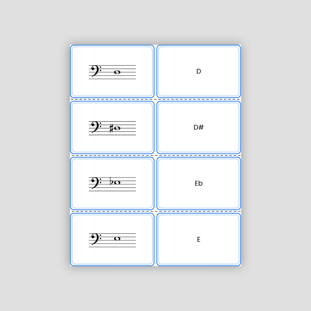 Bass Clef Notes PDF Flashcards