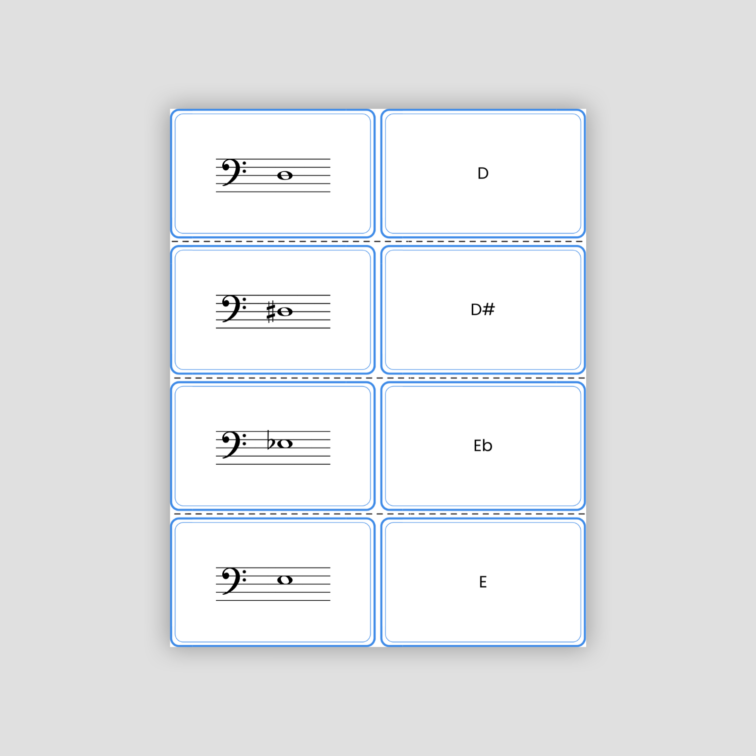 Bass Clef Notes PDF Flashcards