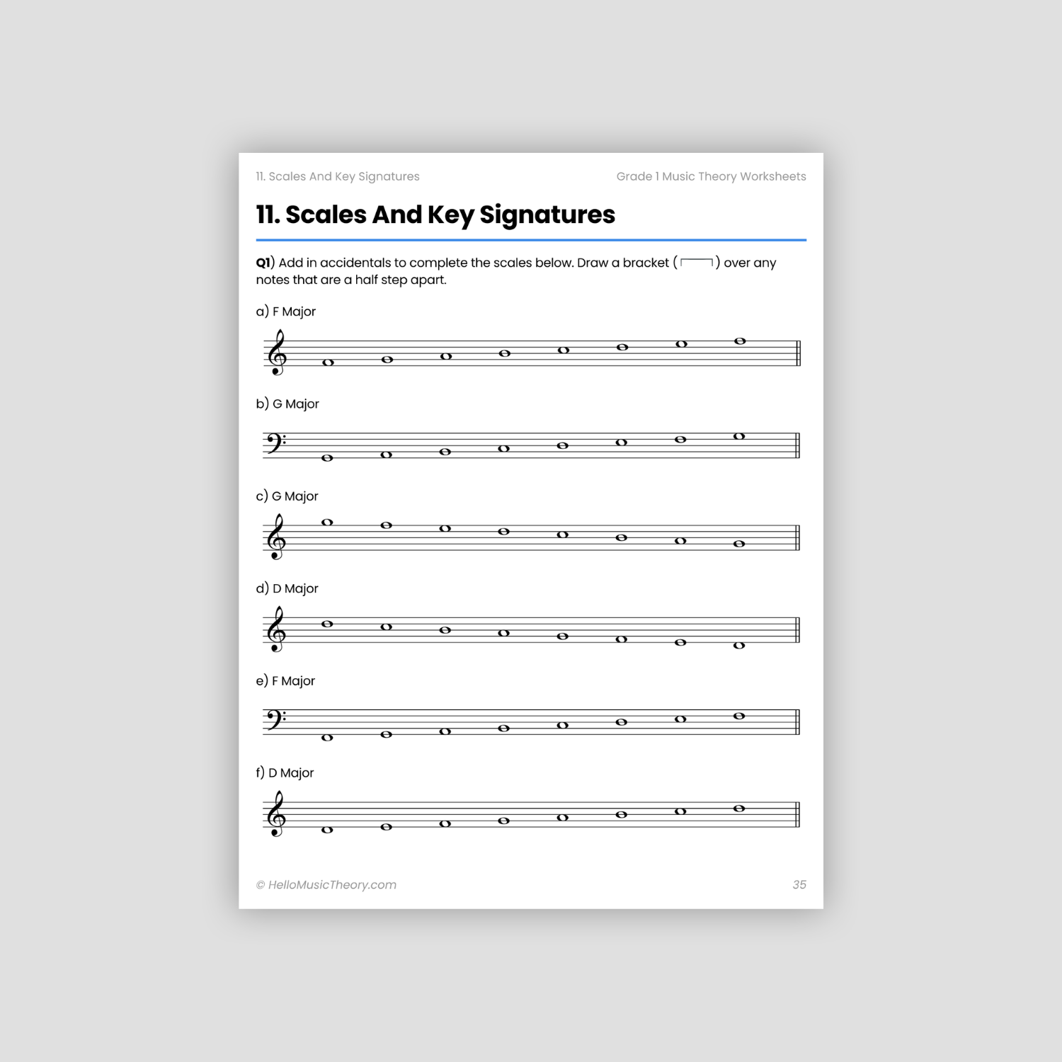 Grade 1 Music Theory Worksheets Pack