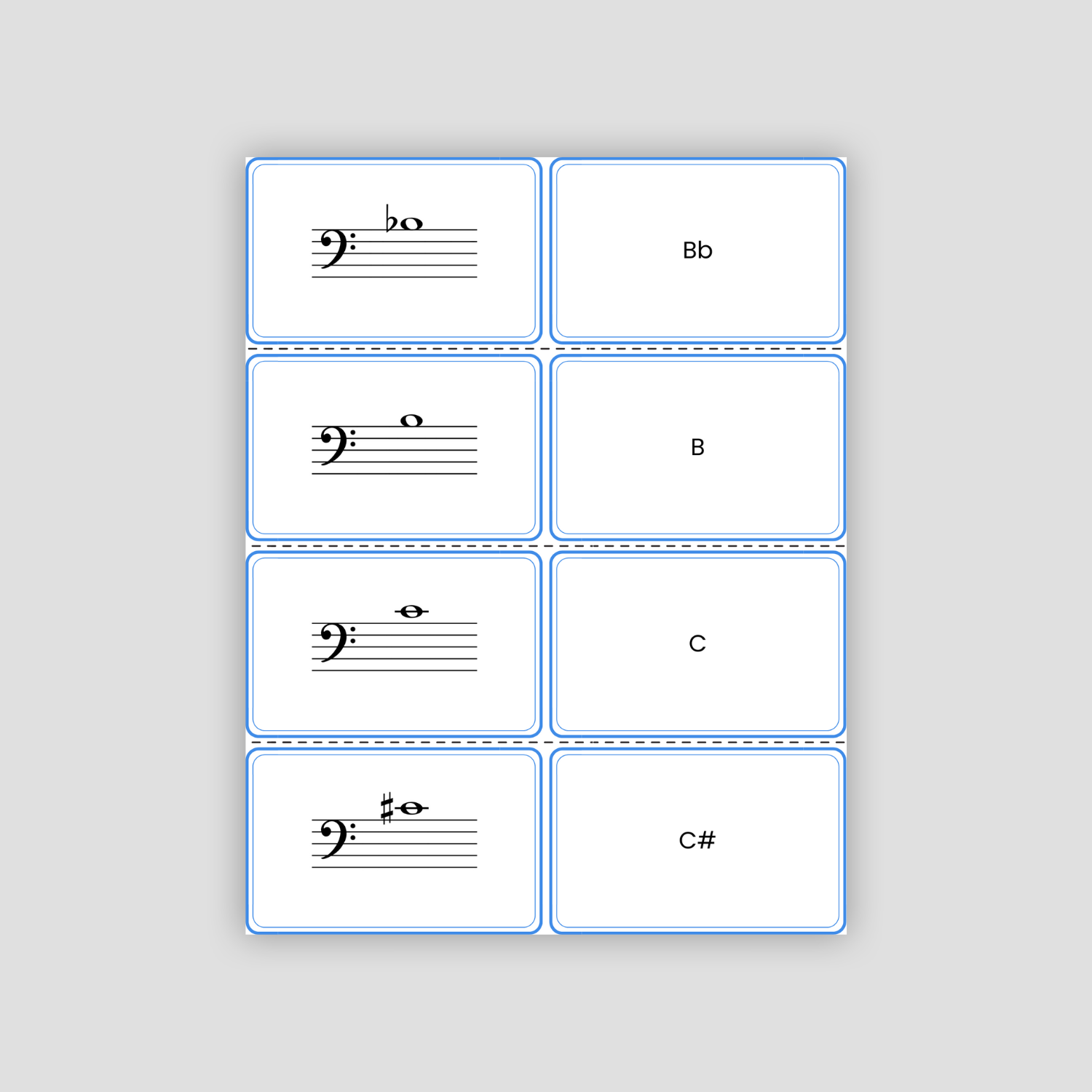 Bass Clef Notes PDF Flashcards