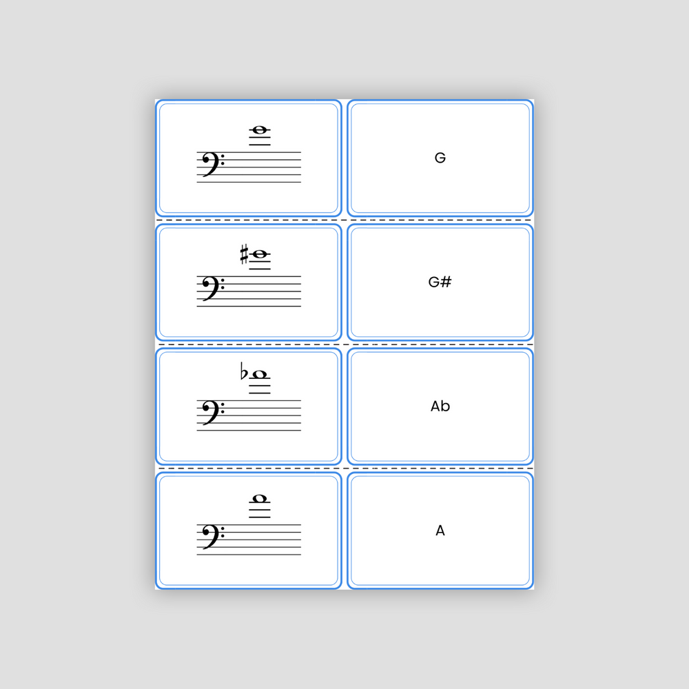 Bass Clef Notes PDF Flashcards