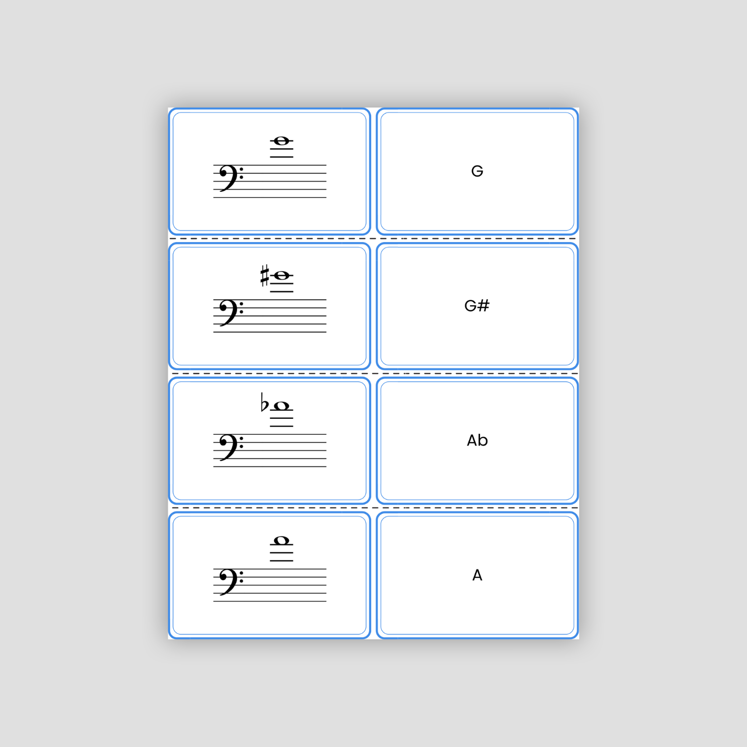 Bass Clef Notes PDF Flashcards